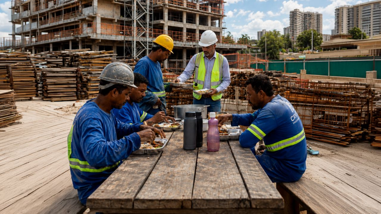 Construção civil: projeto prevê refeições obrigatórias aos trabalhadores